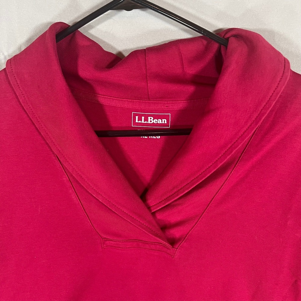 L.L. Bean Women's Size XL Red Shawl V-Neck Pullover Cotton Shirt - Spring Ready